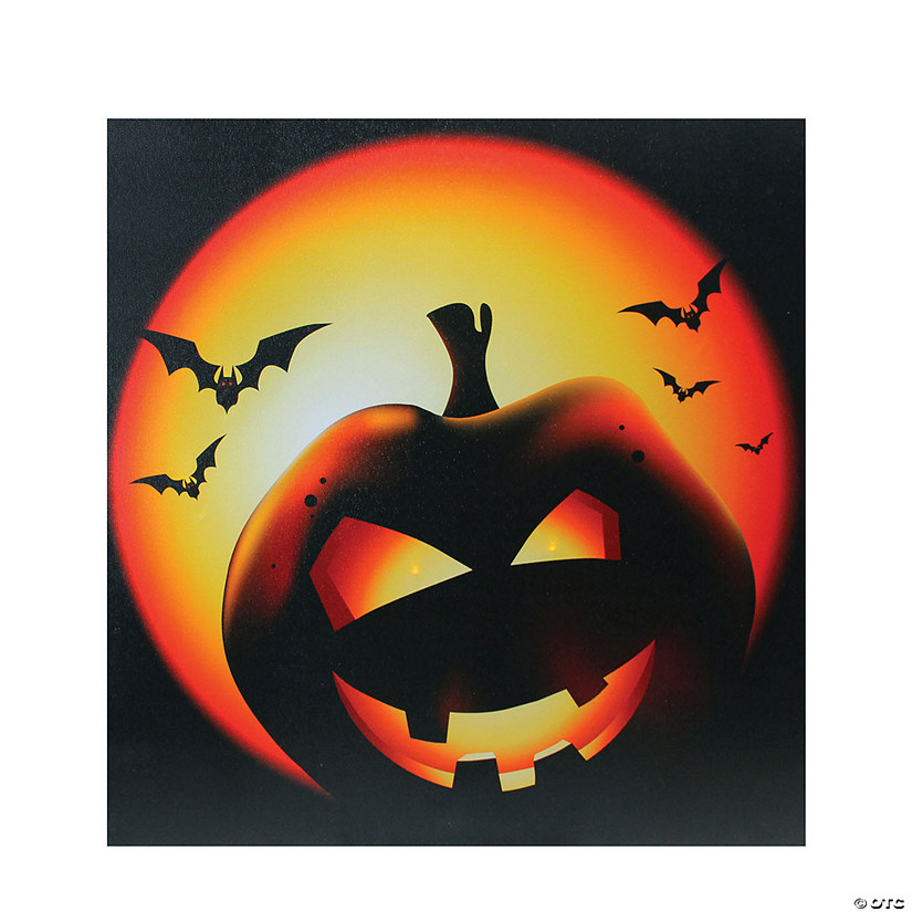 Northlight LED Lighted Bats and Jack-O-Lantern Halloween Canvas Wall Art 19.75" x 19.75" Image
