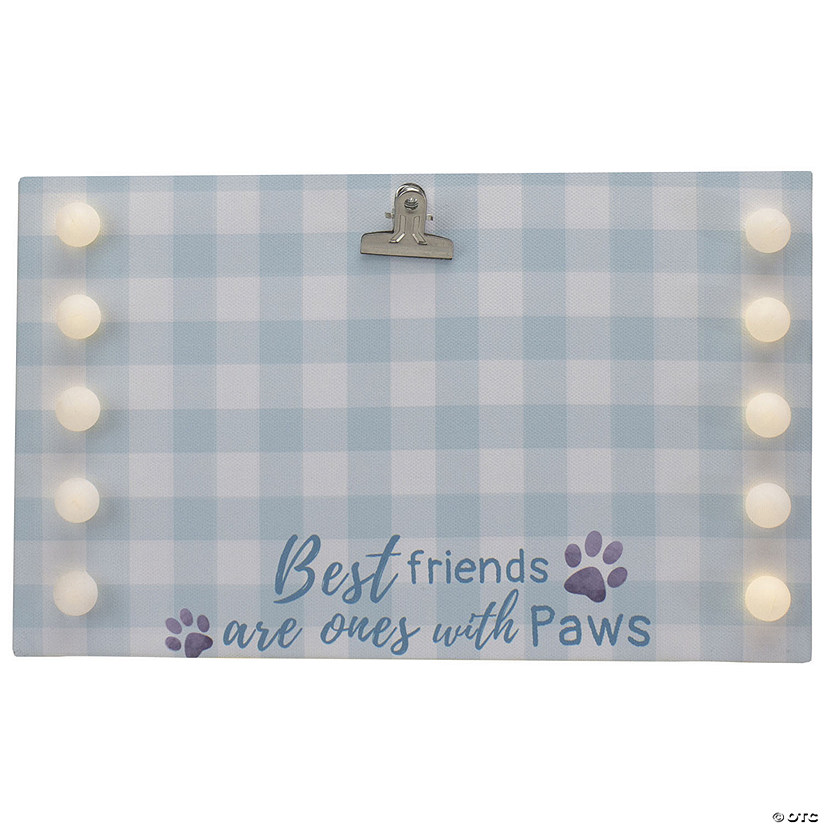 Northlight LED Lighted "Best Friends with Paws" Canvas with Photo Clip 10.25" Image
