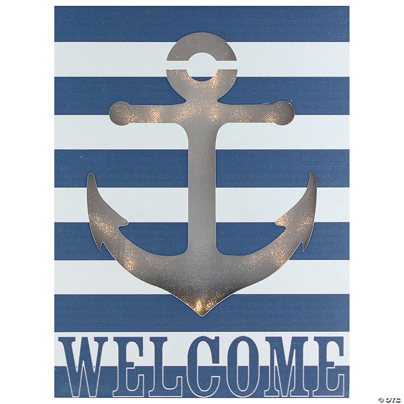 Northlight LED Lighted Blue and White Striped &#8220;Welcome" Anchor Cut Out Wall Art 9.75" Image