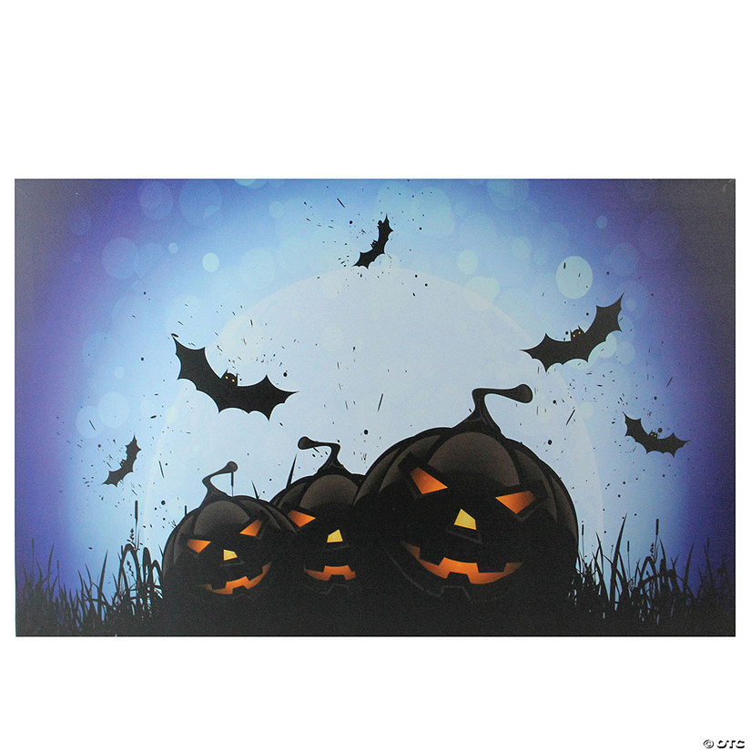 Northlight LED Lighted Jack-O-Lanterns and Bats Halloween Canvas Wall Art 23.5" x 15.5" Image