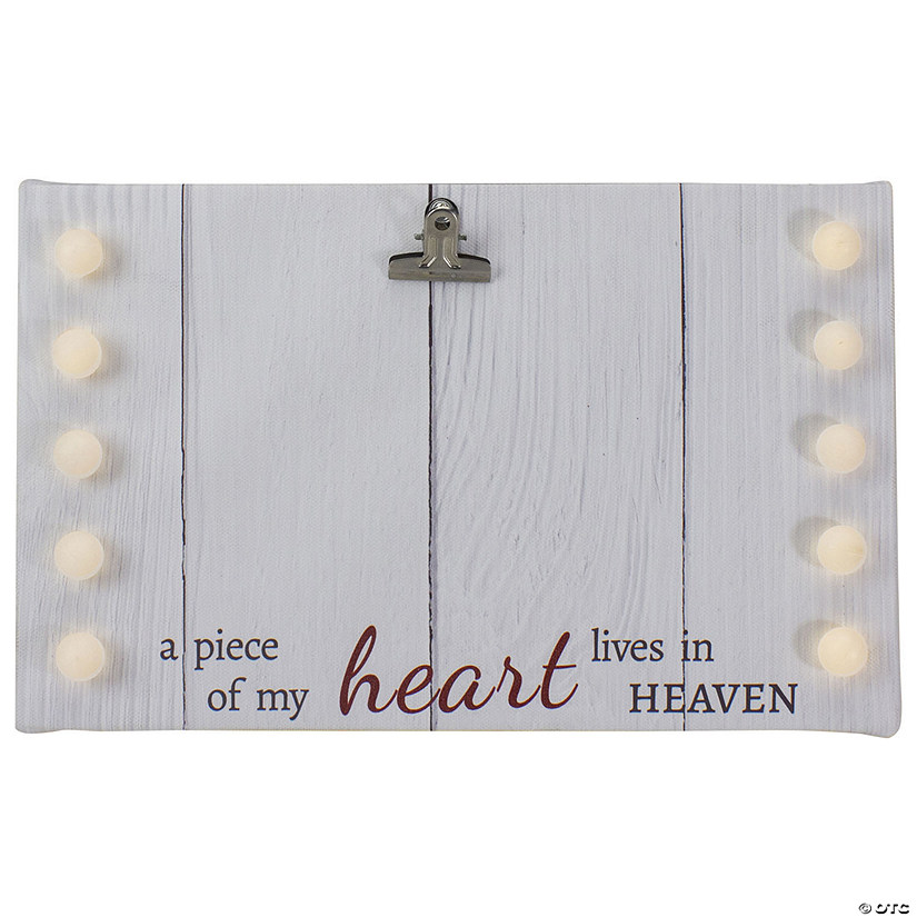 Northlight LED Lighted "My Heart Lives in Heaven" Canvas with Photo Clip 10.25" Image