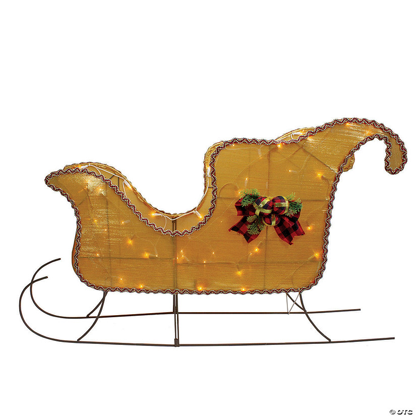 Northlight Lighted Gold Shiny Christmas Sleigh Outdoor Yard Decoration  36-inch Image