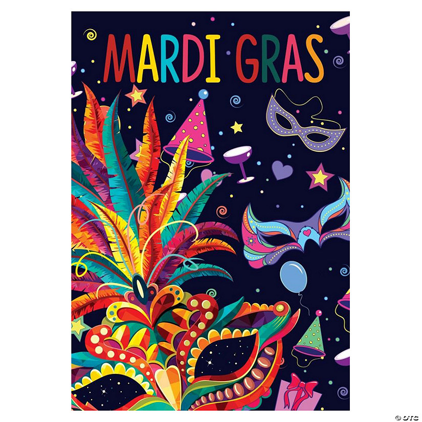 Northlight Mardi Gras Feathers and Masks Outdoor House Flag 40" x 28" Image