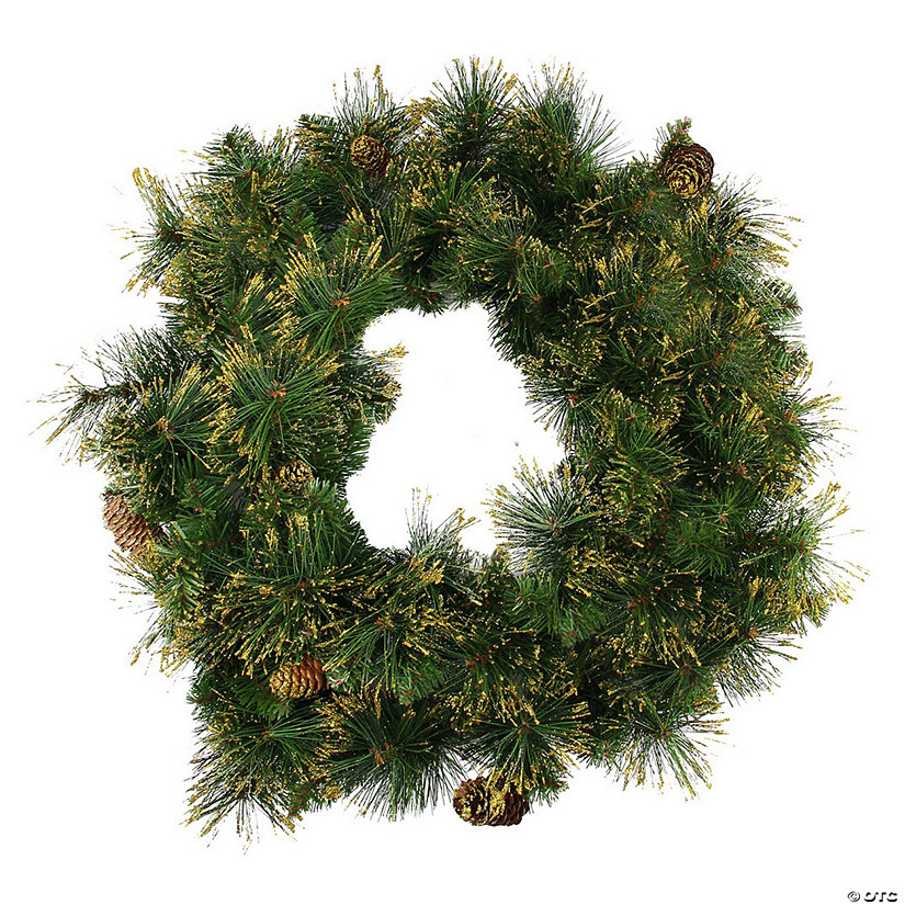 Northlight Mixed Pine Glittered Pine Cone Artificial Christmas Wreath - 24-Inch  Unlit Image