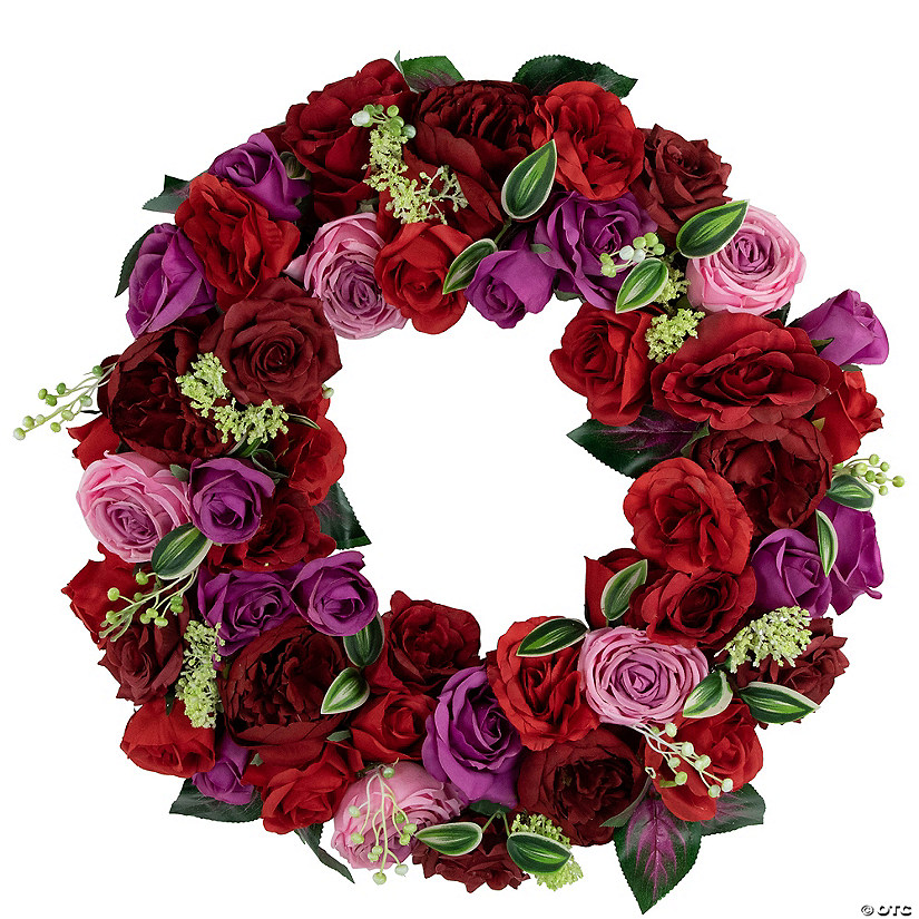Northlight mixed rose artificial spring floral wreath 24-inch