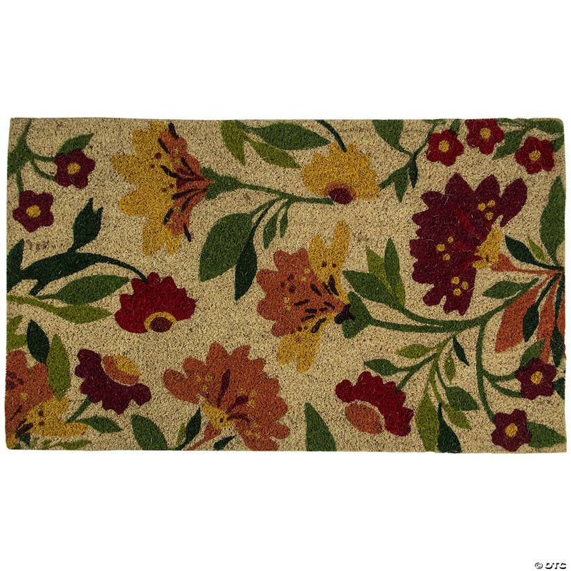 Northlight natural coir floral spring door mat 18" x 30" Image