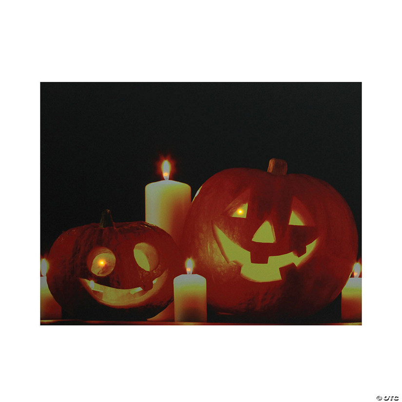 Northlight Orange and Black LED Lighted Halloween Jack-o'-Lanterns Wall Art 15.75" x 19.5" Image