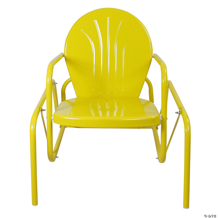 Northlight Outdoor Retro Metal Tulip Glider Patio Chair Yellow Image