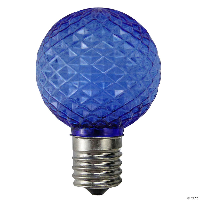 Northlight Pack of 25 LED Blue Faceted G40 Globe Christmas Replacement Light Bulbs Image