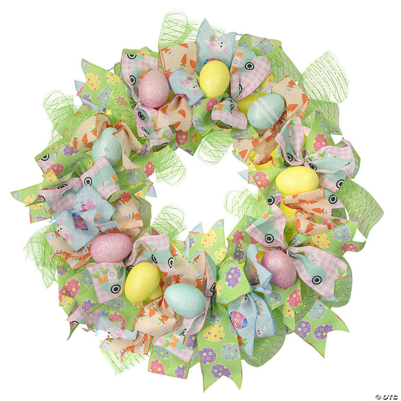 Northlight pastel easter egg and ribbons wreath  22-inch  unlit Image