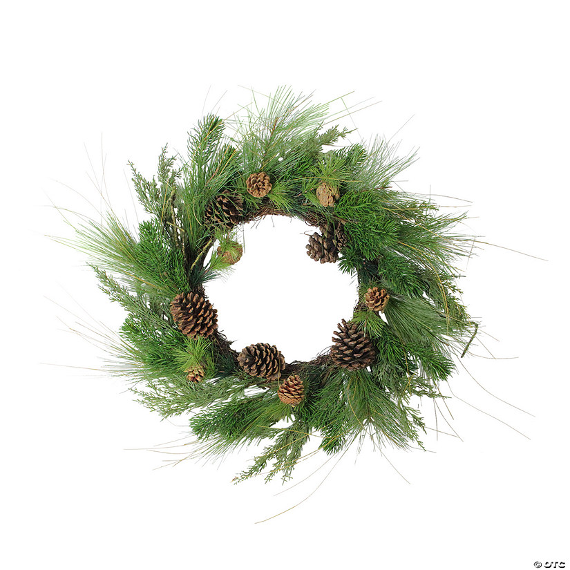 Northlight Pine Cones and Needles Artificial Christmas Wreath - 24-Inch  Unlit Image