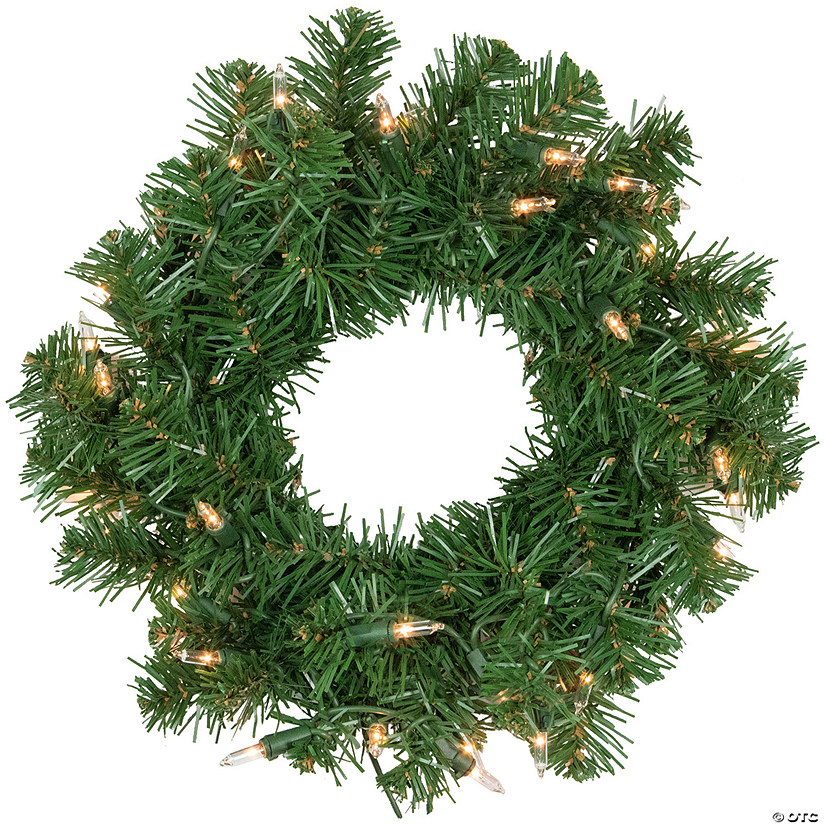 Northlight Pre-Lit Deluxe Dorchester Pine Artificial Christmas Wreath  12-Inch  Clear Lights Image