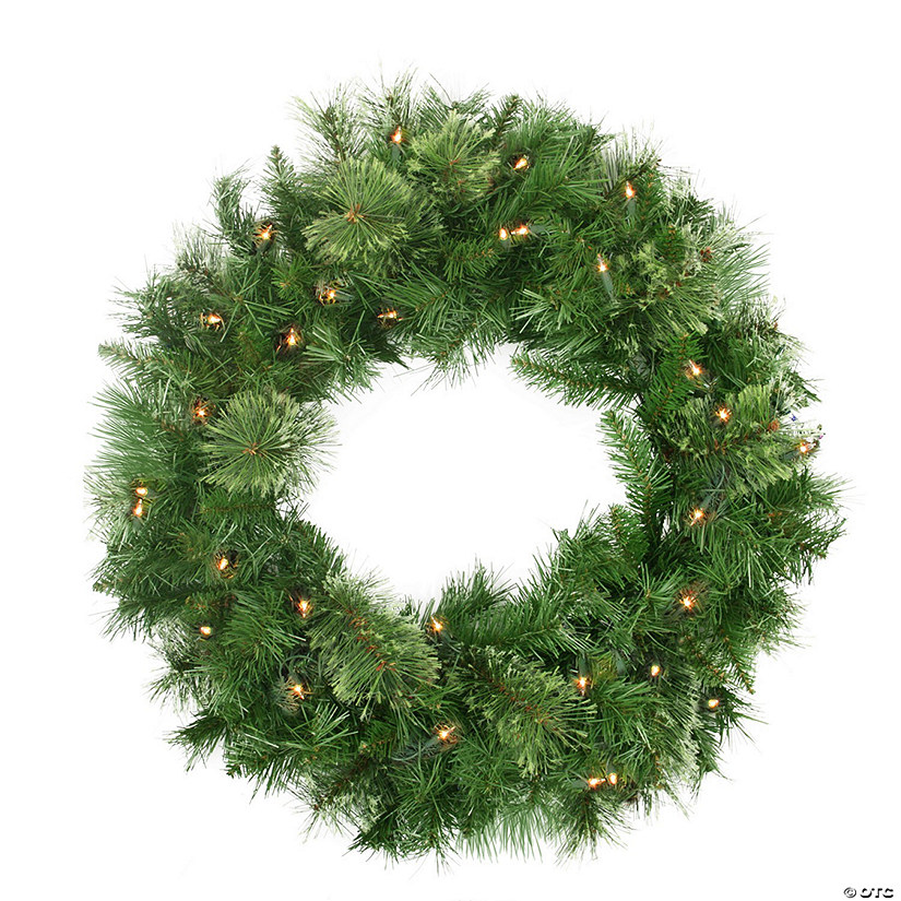 Northlight Pre-Lit Mixed Cashmere Pine Artificial Christmas Wreath - 24-Inch  Clear Lights Image