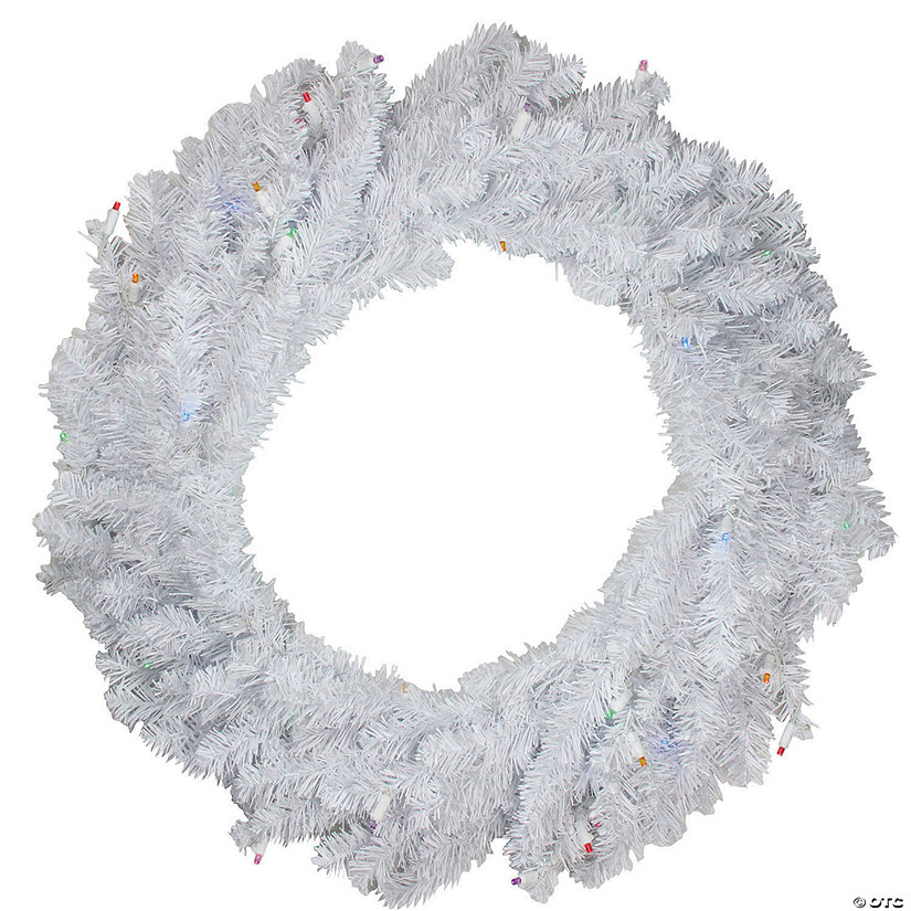 Northlight Pre-Lit Pine Battery Operated LED Artificial Christmas Wreath - 36-Inch  Multicolor Lights Image