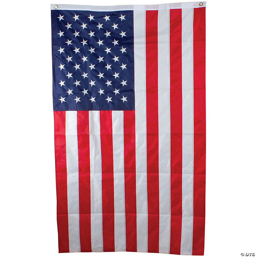 Northlight Red and Blue Patriotic Embroidered American Flag with Grommets 3' x 5' Image