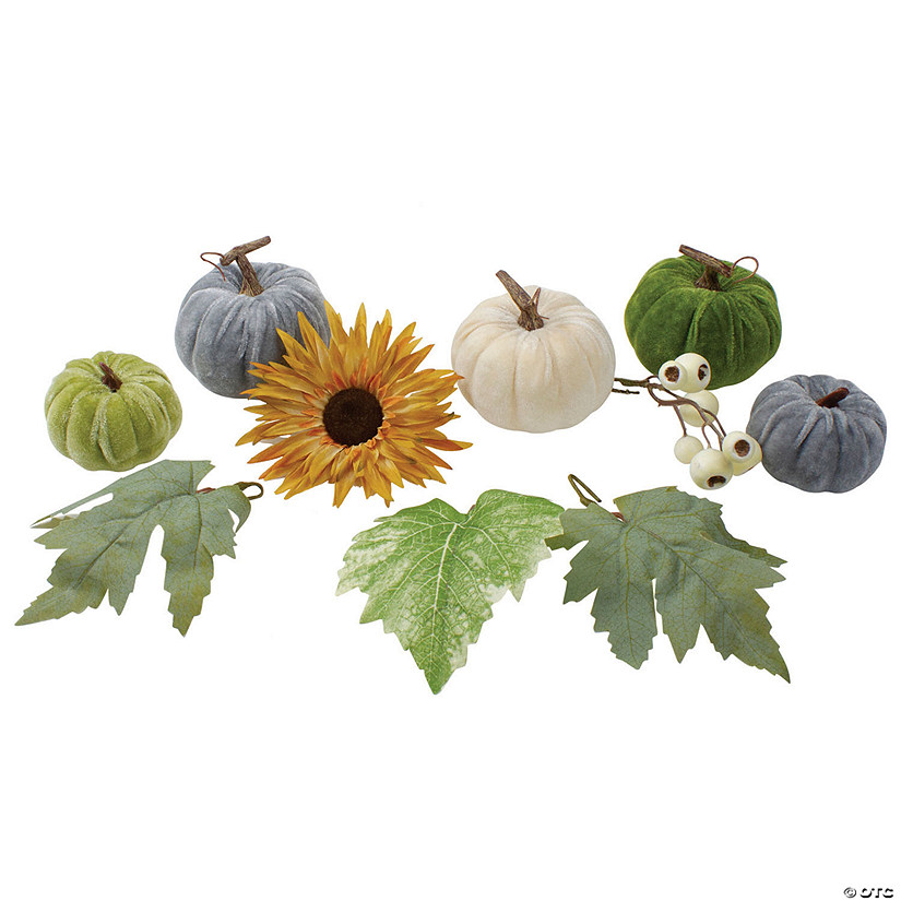 Northlight Set of 10 Pumpkins  Berries  Flowers and Leaves Thanksgiving Decor Set Image