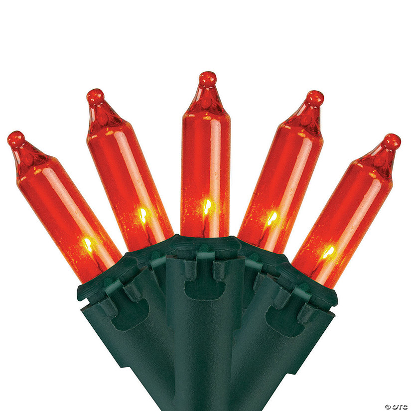 Northlight Set of 100 Orange Mini Incandescent Christmas Lights 2.5" Spacing - Green Wire Image