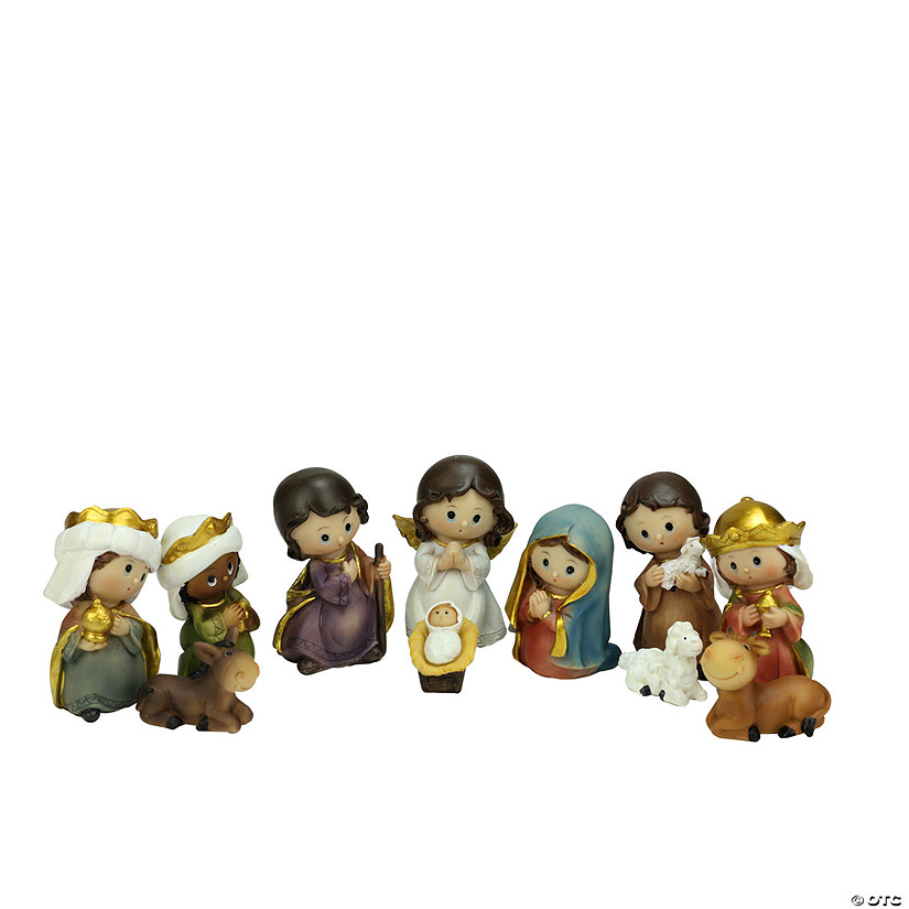 Northlight Set of 11 Vibrantly Colored Christmas Nativity Figurine - 3.5" Image