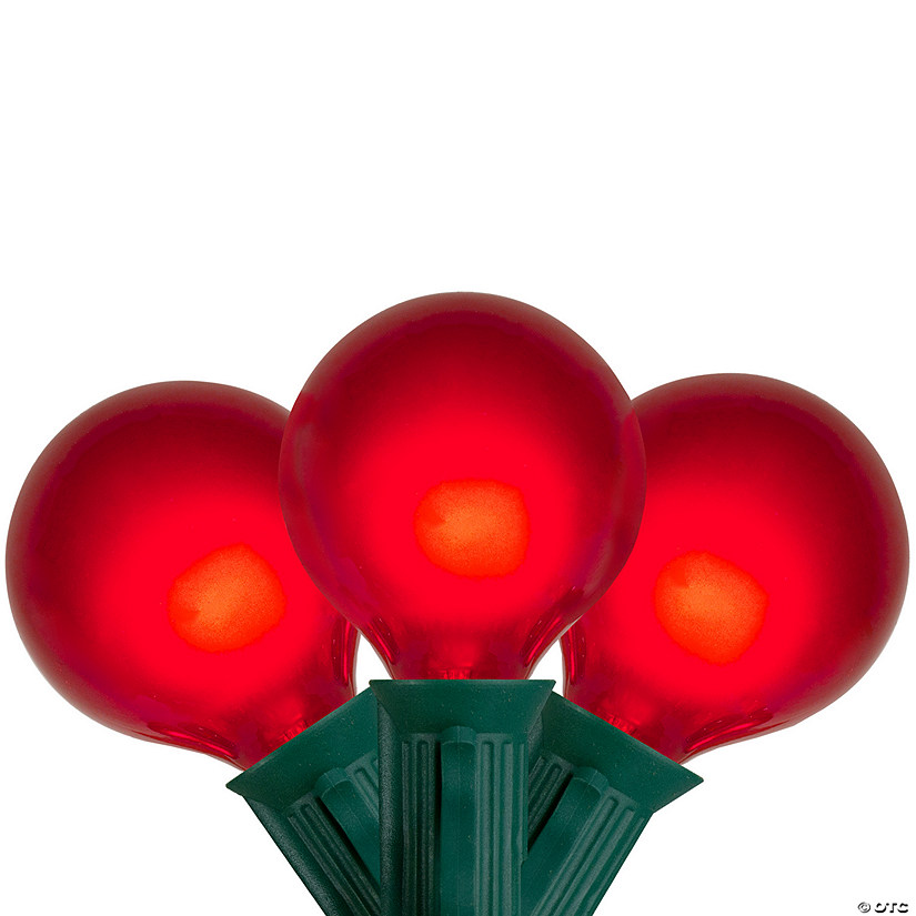 Northlight Set of 15 Red Satin G50 Globe Christmas Lights - Green Wire Image