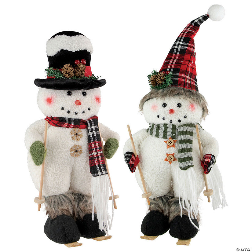 Northlight Set of 2 Winter Skiing Snowmen Christmas Table Top Decorations Image