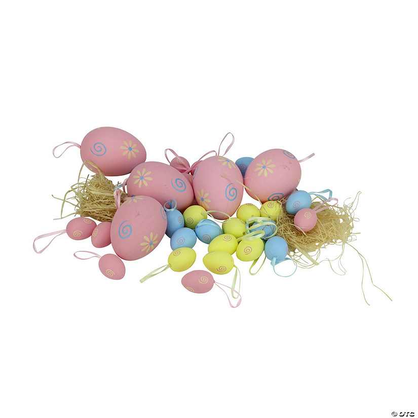 Northlight set of 29 pastel pink and yellow spring easter egg ornaments 3.25" Image