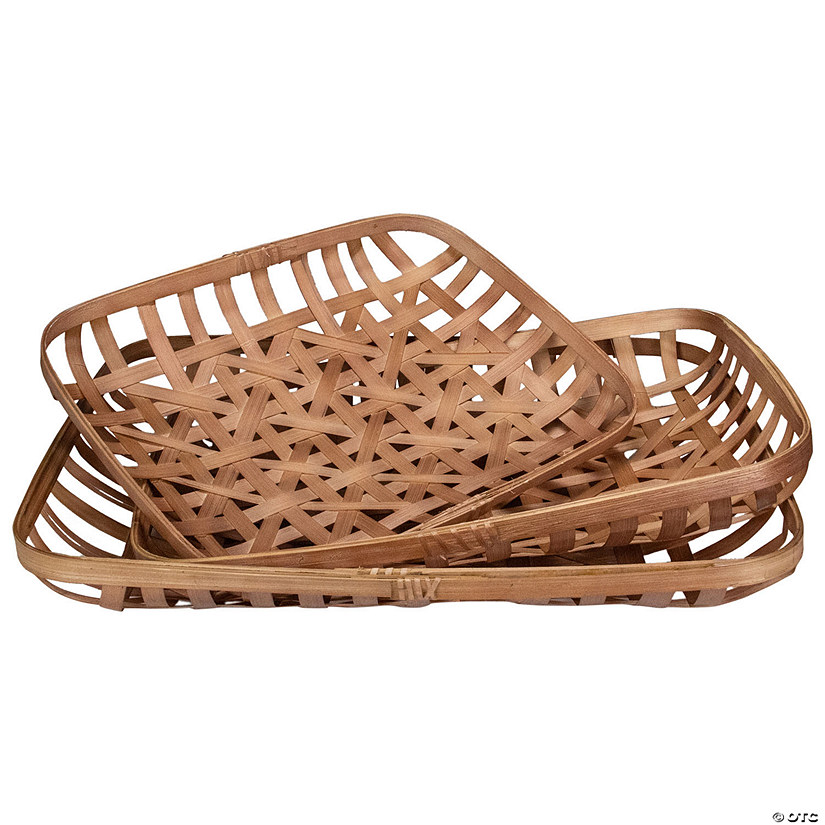 Northlight Set of 3 Brown Rectangular Lattice Tobacco Table Top Baskets Image
