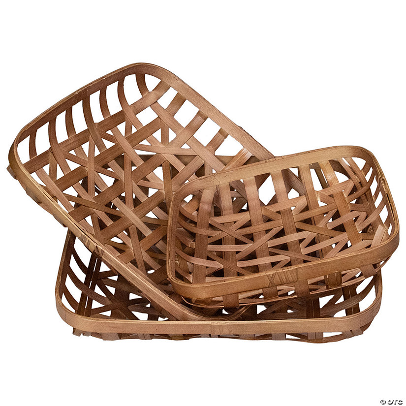 Northlight Set of 3 Brown Square Lattice Tobacco Table Top Baskets Image