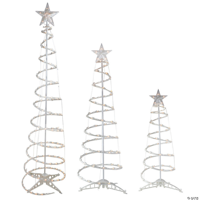 Northlight Set of 3 Clear Lighted Spiral Christmas Trees - 3'  4'  and 6' Image
