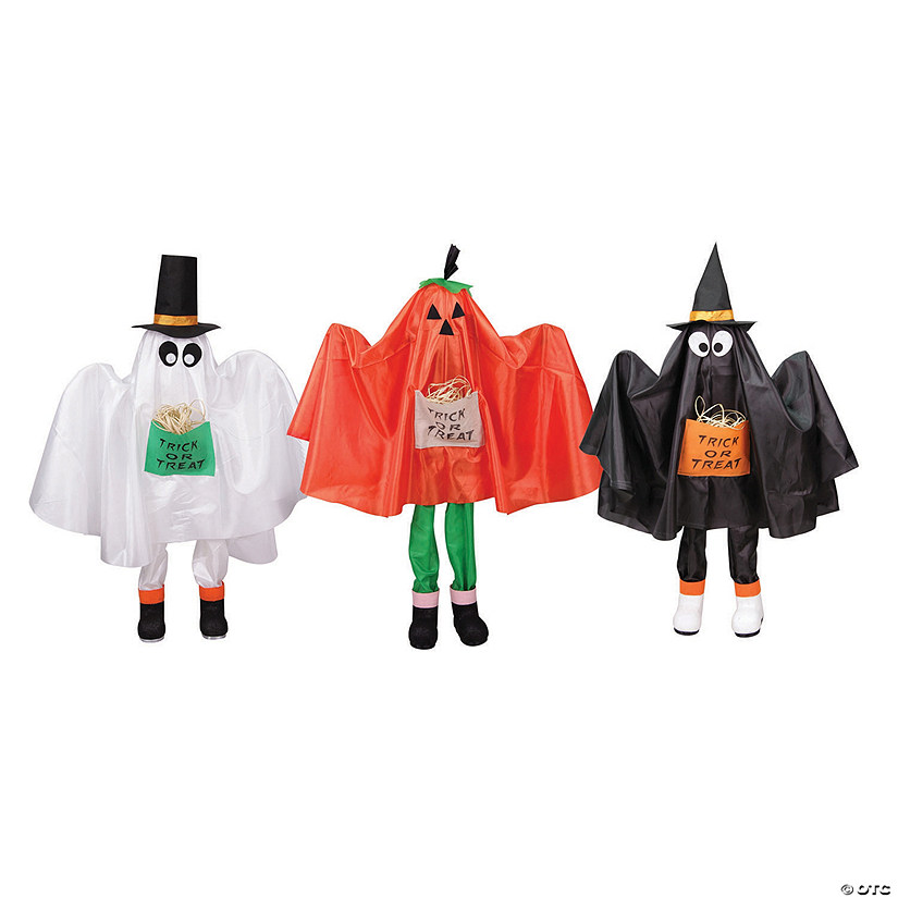 Northlight Set of 3 Ghost, Pumpkin and Bat 36" Standing Halloween Kid Figures Image