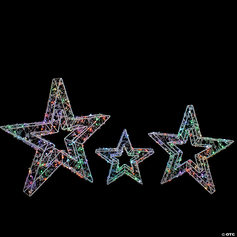 Northlight Set of 3 LED Lighted Color Changing Stars Outdoor Christmas Decorations 23" Image