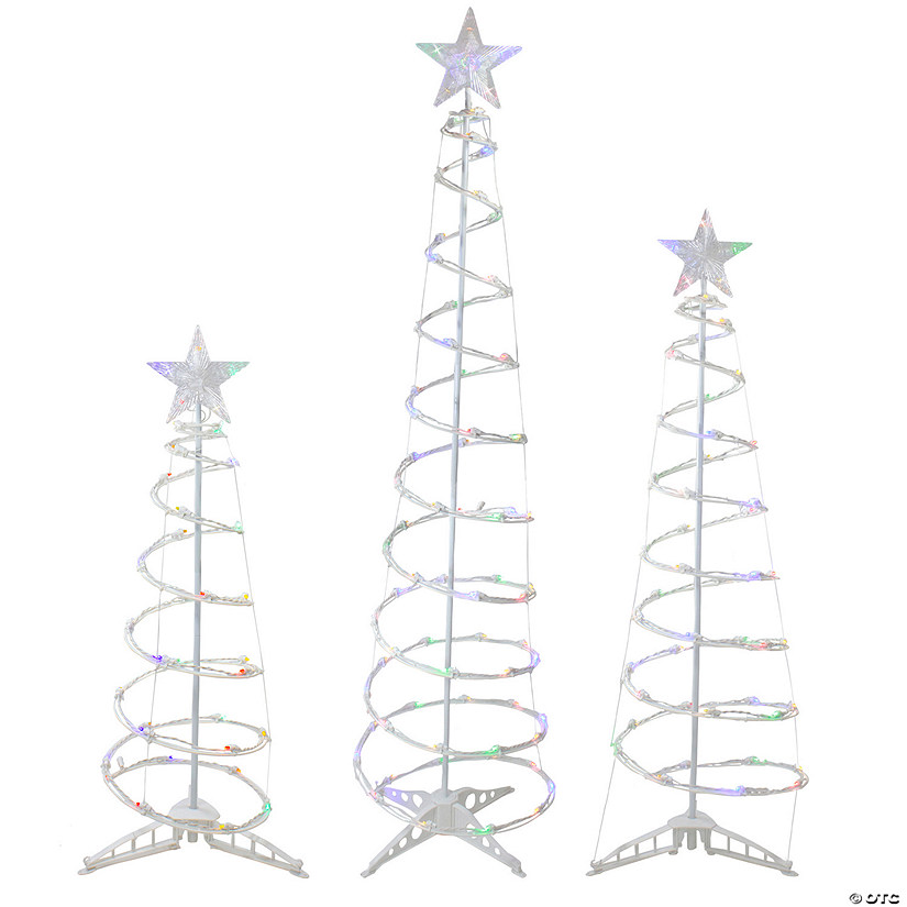 Northlight Set of 3 LED Lighted MultiColor Outdoor Spiral Christmas