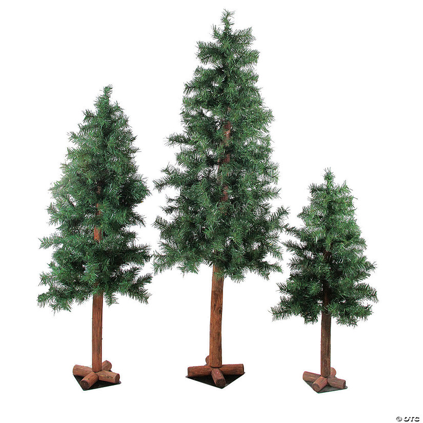 Northlight Set of 3 Slim Woodland Alpine Artificial Christmas Trees 5' - Unlit Image