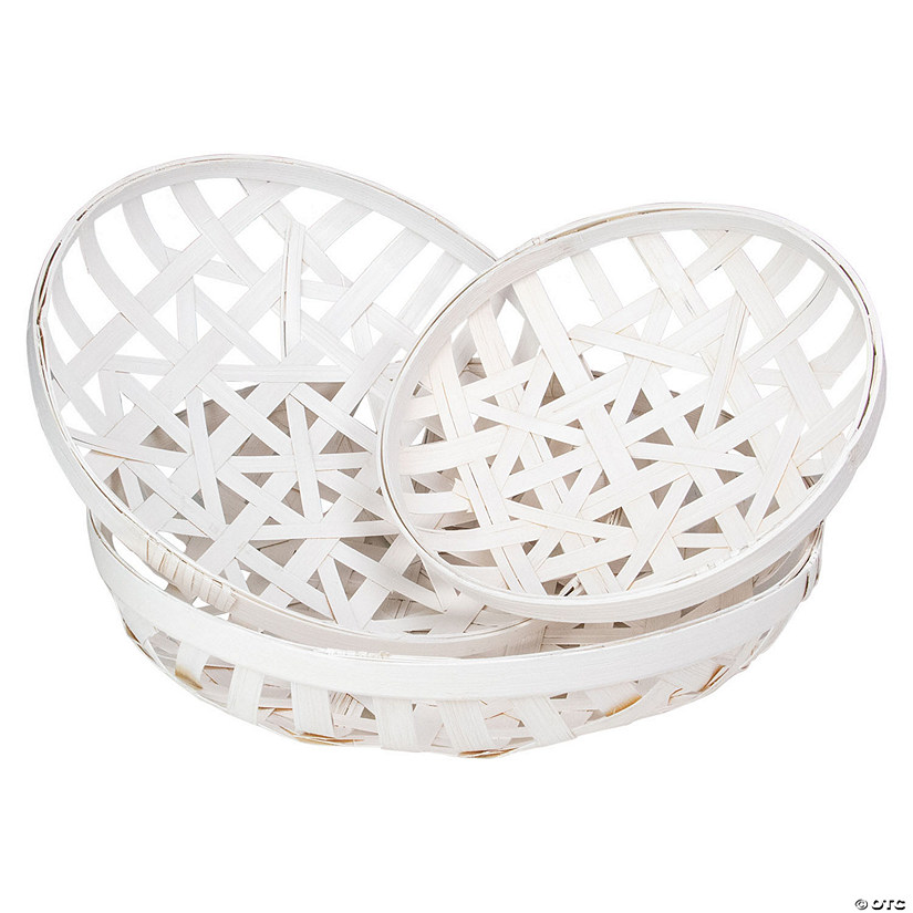 Northlight Set of 3 Snow White Round Lattice Tobacco Table Top Baskets Image