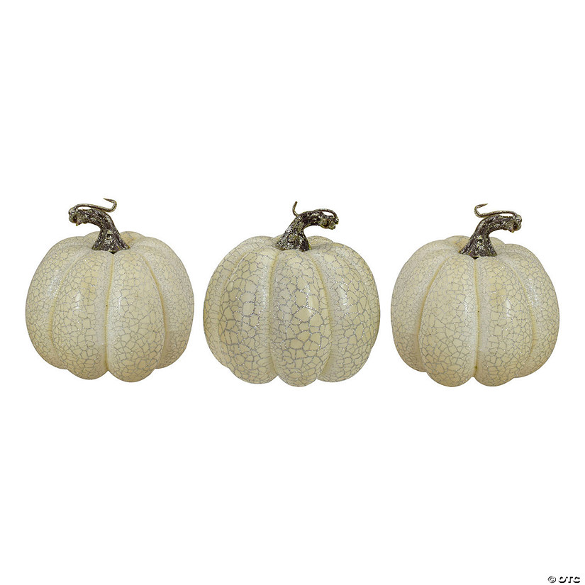 Northlight Set of 3 White Artificial Fall Harvest Pumpkins 4" Image