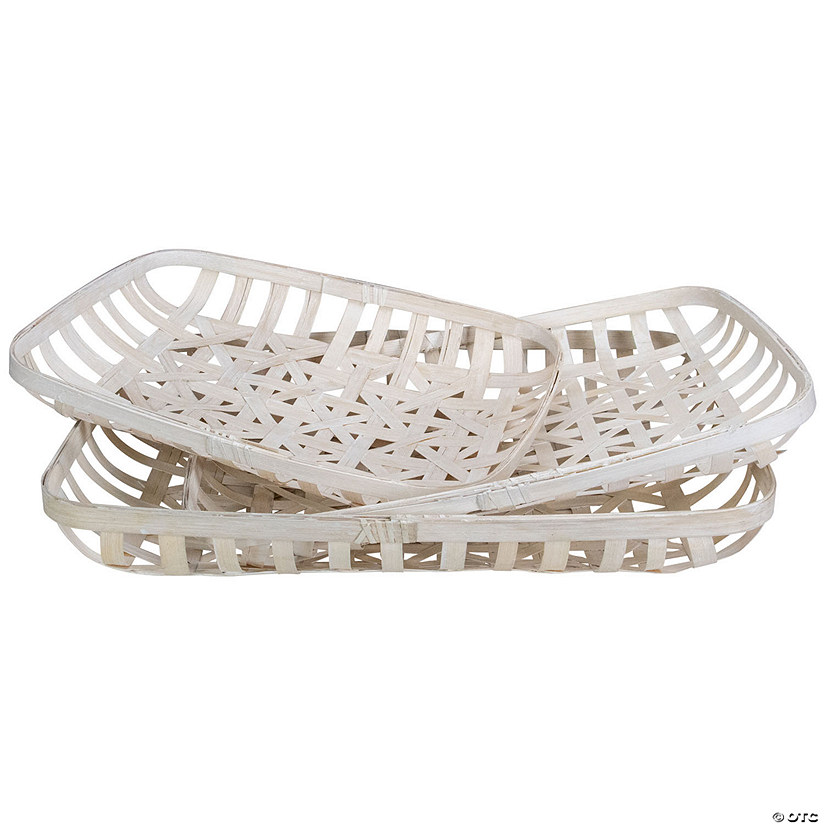 Northlight Set of 3 White Rectangular Lattice Tobacco Table Top Baskets Image