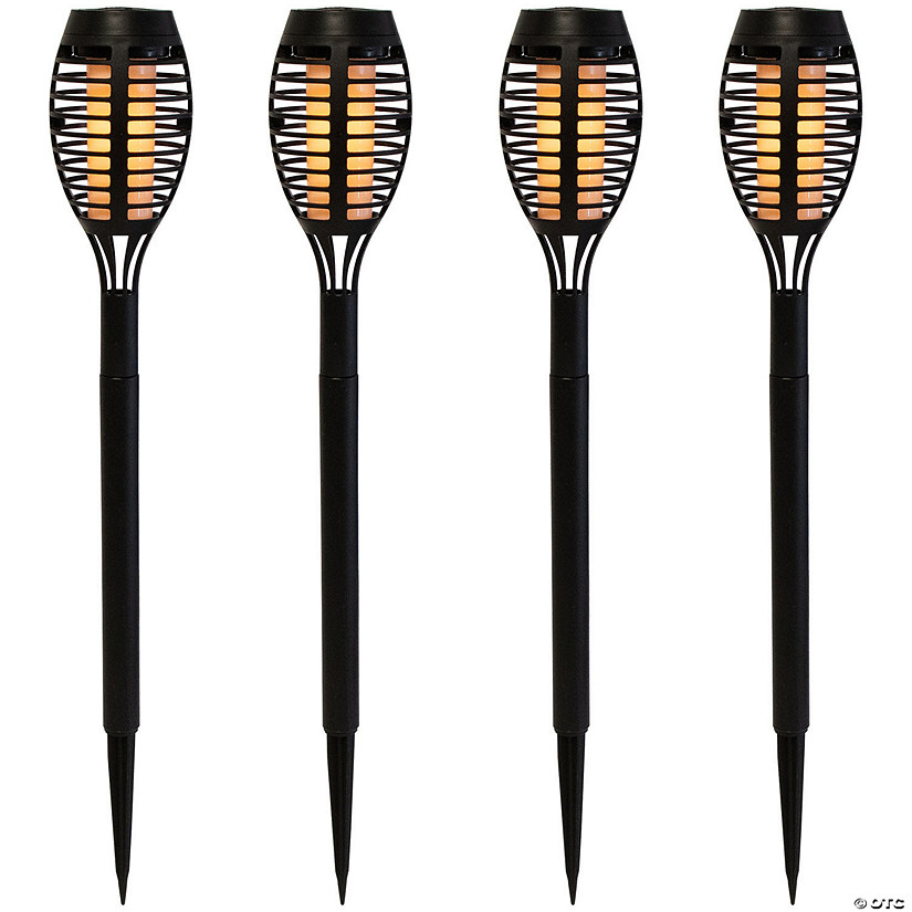 Northlight Set of 4 Black Solar Powered LED Pathway Markers 19.75" Image