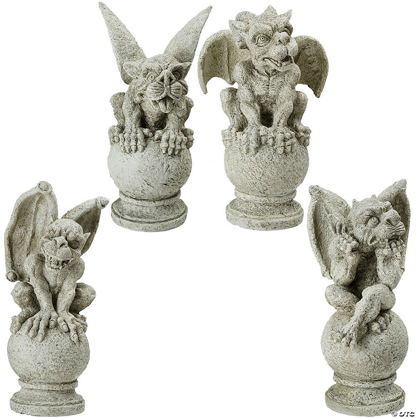 Northlight Set of 4 Gargoyles on Pedestals Outdoor Garden Statues 13" Image