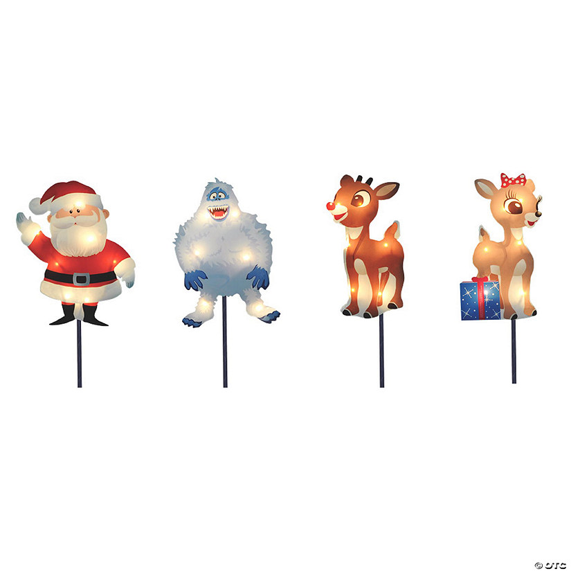Northlight Set of 4 Lighted Rudolph and Friends Christmas Pathway Markers - Clear Lights Image