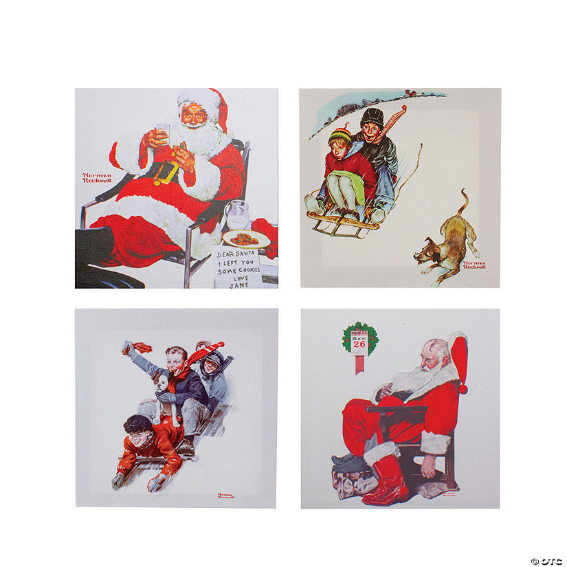 Northlight Set of 4 Norman Rockwell Classic Christmas Scene Canvas Prints Image