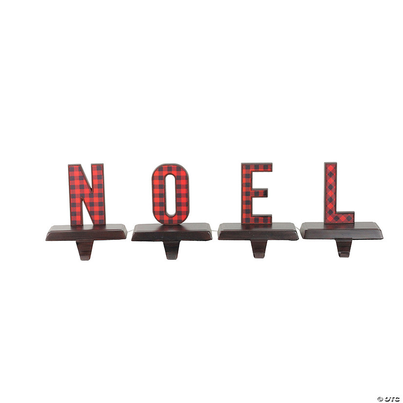 Northlight Set of 4 Red and Black Buffalo Plaid "NOEL" Christmas Stocking Holder 6 Image