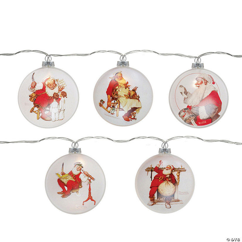 Northlight Set of 5 Glass Norman Rockwell Christmas Disc Lights Image