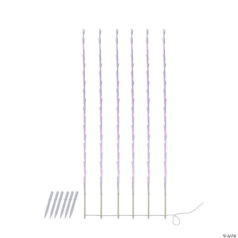 Northlight Set of 6 108 Purple LED Branch Patio and Garden Christmas Light Stakes - 8.5 ft White Wire Image
