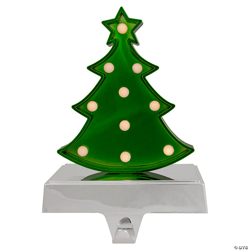 Northlight Shiny Green LED Lighted Christmas Tree Stocking Holder 7" Image