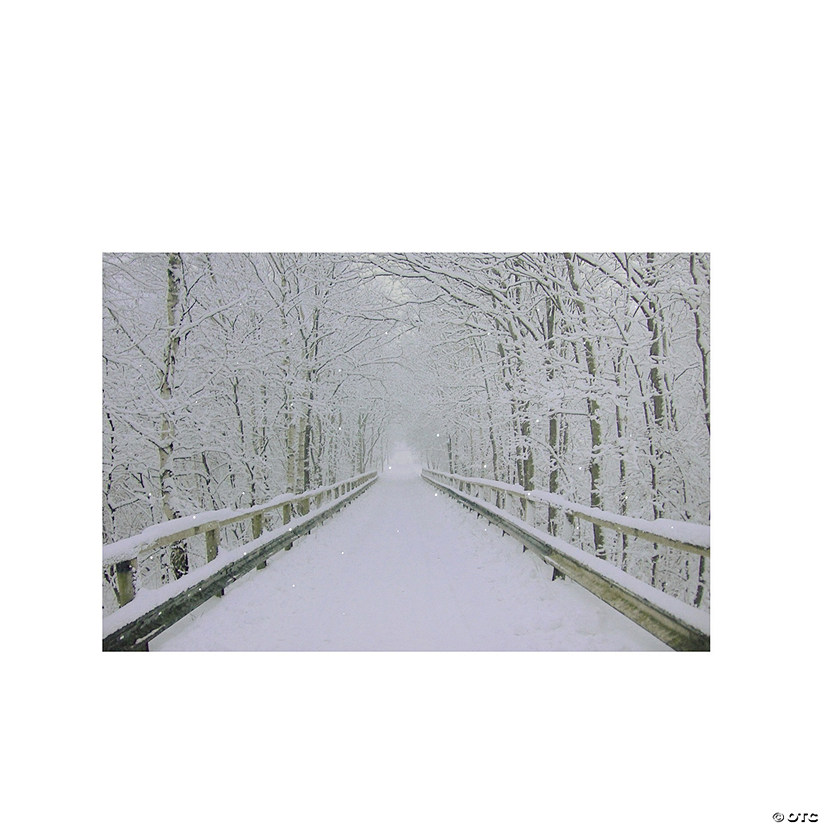 Northlight Small  Fiber Optic Lighted Winter Wooden Bridge Canvas Wall Art 12" x 15.75" Image