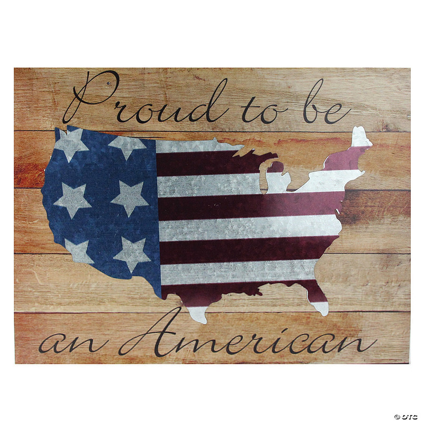 Northlight Stars and Stripes &#8220;Proud to be an American" Wooden USA Map Decorative Wall Art 15.75" Proper 12" Image