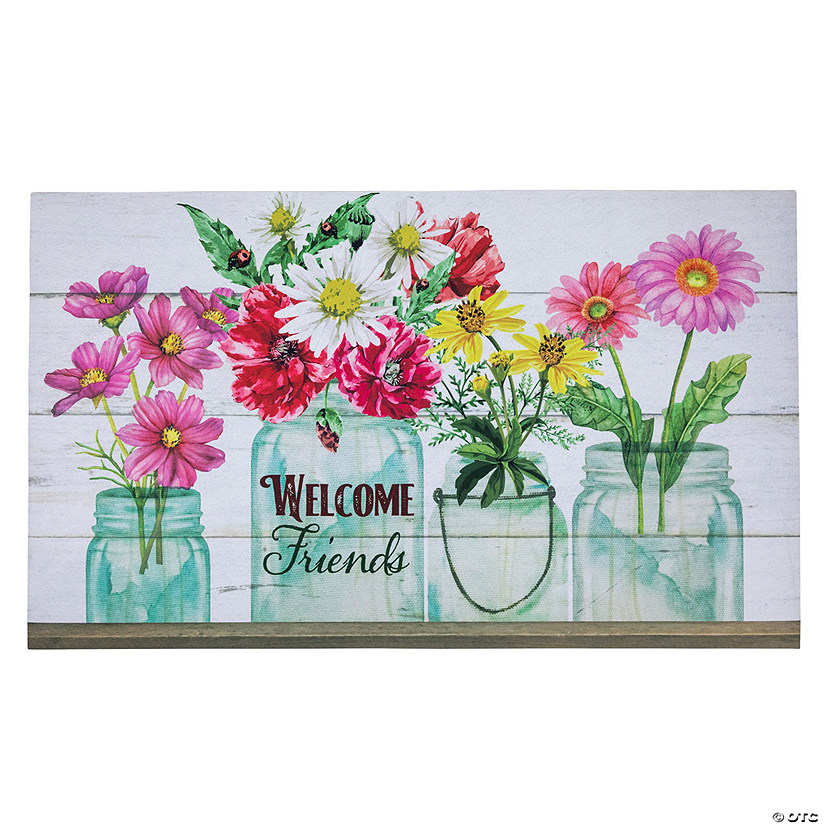 Northlight welcome friends spring bouquet doormat 18" x 30" Image