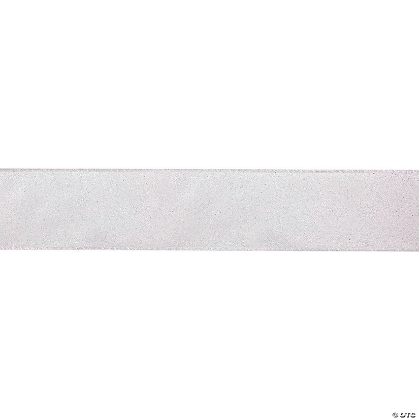 Northlight White Glitter Iridescent Christmas Wired Craft Ribbon 2.5" x 16 Yards Image