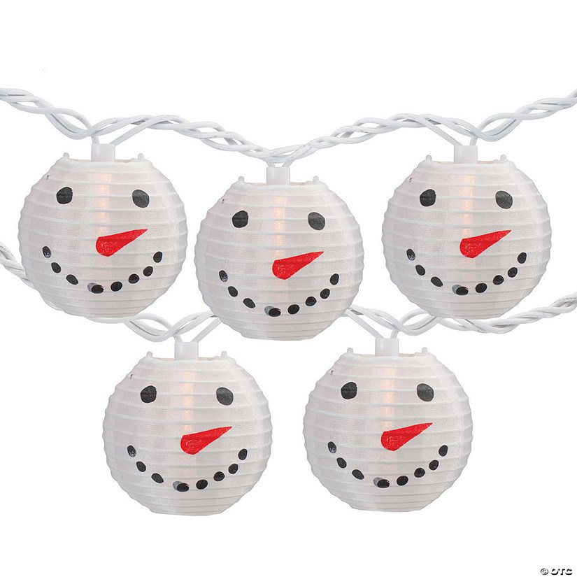 Northlight White Snowman Paper Lantern Christmas Lights, 10 Count Image