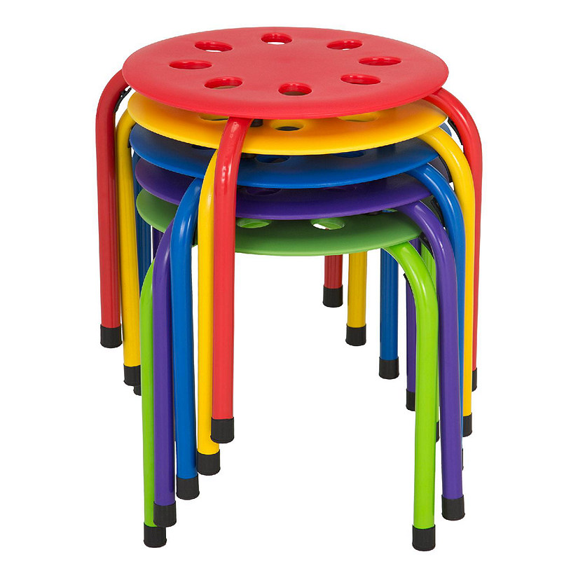 Norwood Commercial Furniture Assorted Color Plastic Stack Stool - 12" Seat Height  (5 Pack) Image