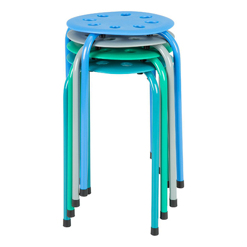 Norwood Commercial Furniture Assorted Contemporary Color Plastic Stack Stool (4 Pack) Image